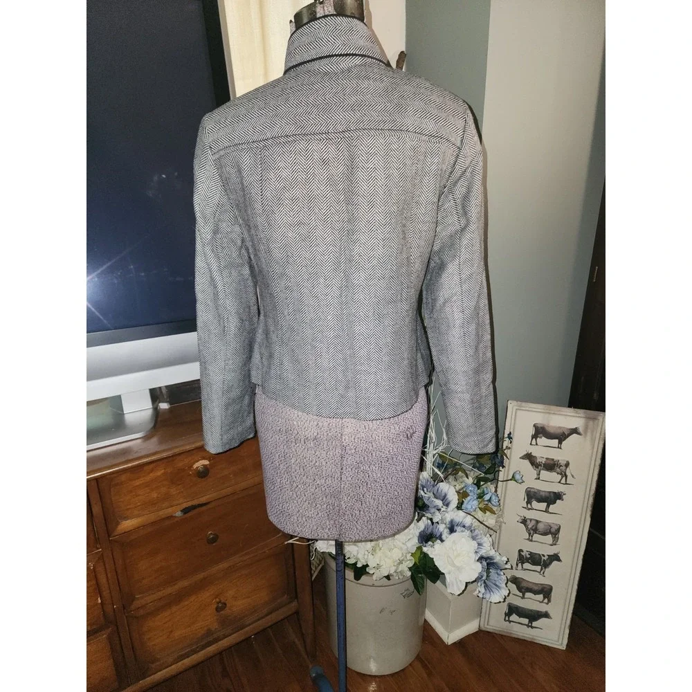 Banana Republic Women Gray Wool Herringbone Blazer sz 0 Petite, Old Money Work